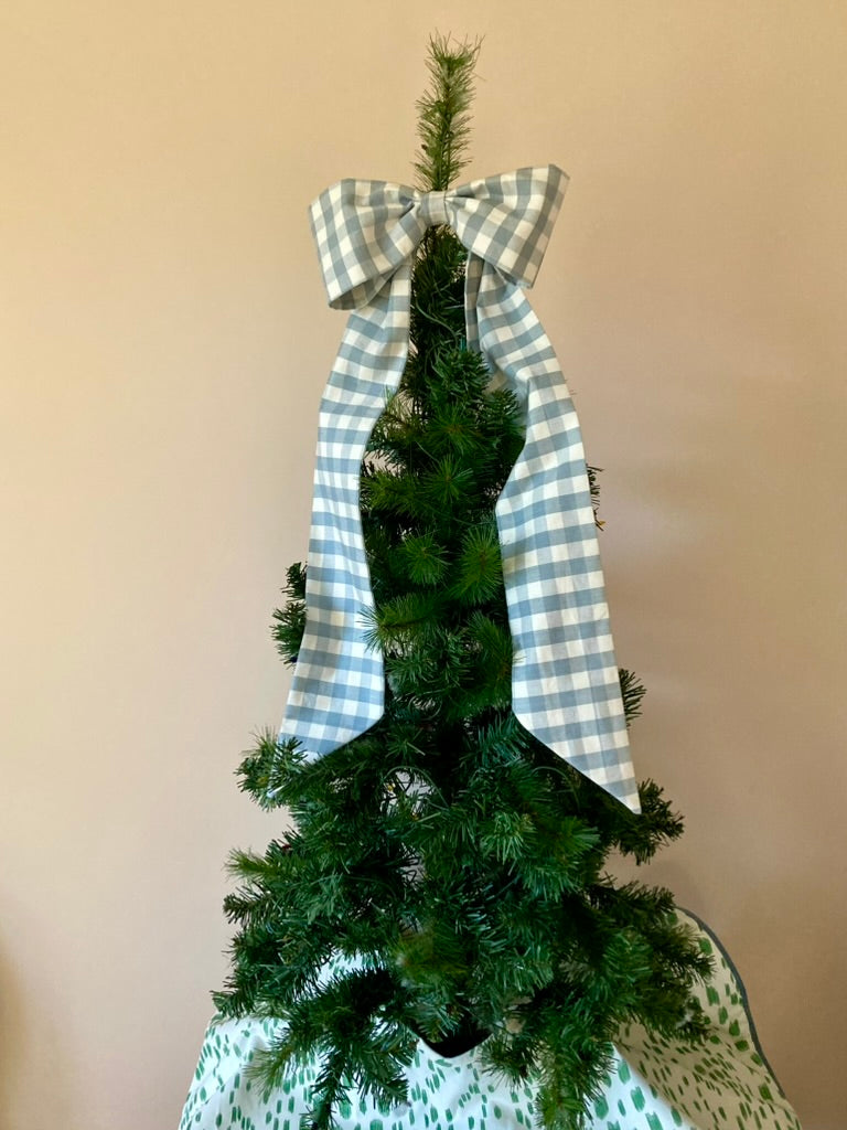 Large Fabric Bow - Blue and white check