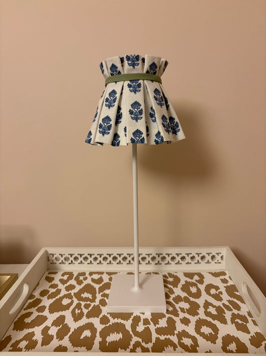 Pleated fabric lampshade for cordless lamp - Thibaut Julian Blue and White fabric