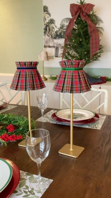 Pleated Tartan Plaid fabric lampshade for tabletop lamp