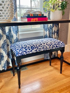 Schumacher navy blue iconic leopard bench