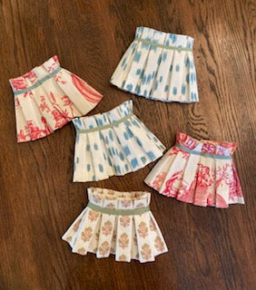 PAIR of pleated lampshades for tabletop lamp - Schumacher Ink Wave