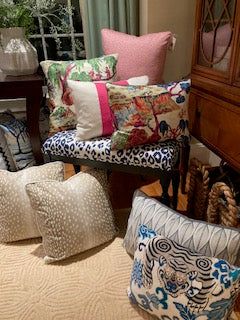 Color block pillow - pink stripe
