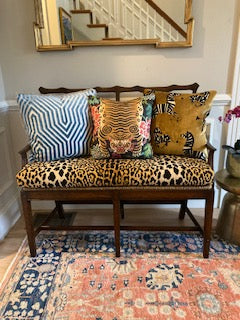 Gold velvet zebra pillow