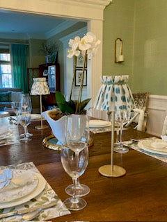 PAIR of pleated lampshades for tabletop lamp - Les Touches fabric