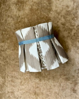 Pleated fabric lampshade for tabletop lamp - Mrs. Alice Brown Ikat print