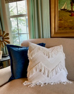 Schumacher Sonora ivory fringe pillow