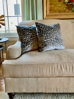 Grey velvet cheetah pattern throw pillow