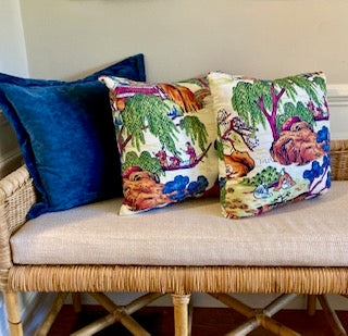 Thibaut Asian Scenic throw pillow in coral and green