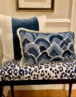 Lumbar Pillow in MadCap Cottage velvet with fringe