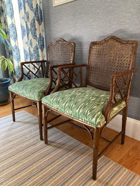 Pair of faux bamboo and cane chairs