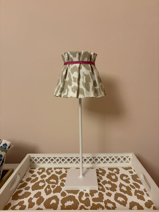 Pleated fabric lampshade for tabletop lamp - Schumacher Iconic Leopard