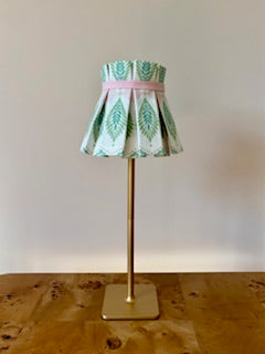 Pleated fabric lampshade for tabletop lamp - Lillian August pink and green