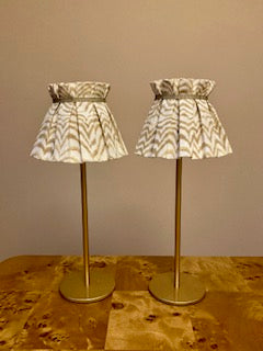 PAIR of pleated lampshades for tabletop lamp - Schumacher Ink Wave