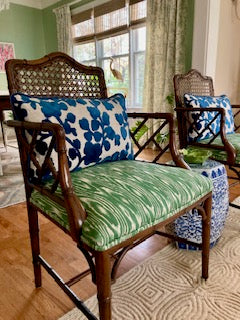 Pair of faux bamboo and cane chairs