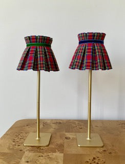 Pleated Tartan Plaid lampshade for tabletop lamp