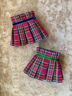 Pleated Tartan Plaid fabric lampshade for tabletop lamp