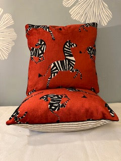 Red velvet zebra pillow